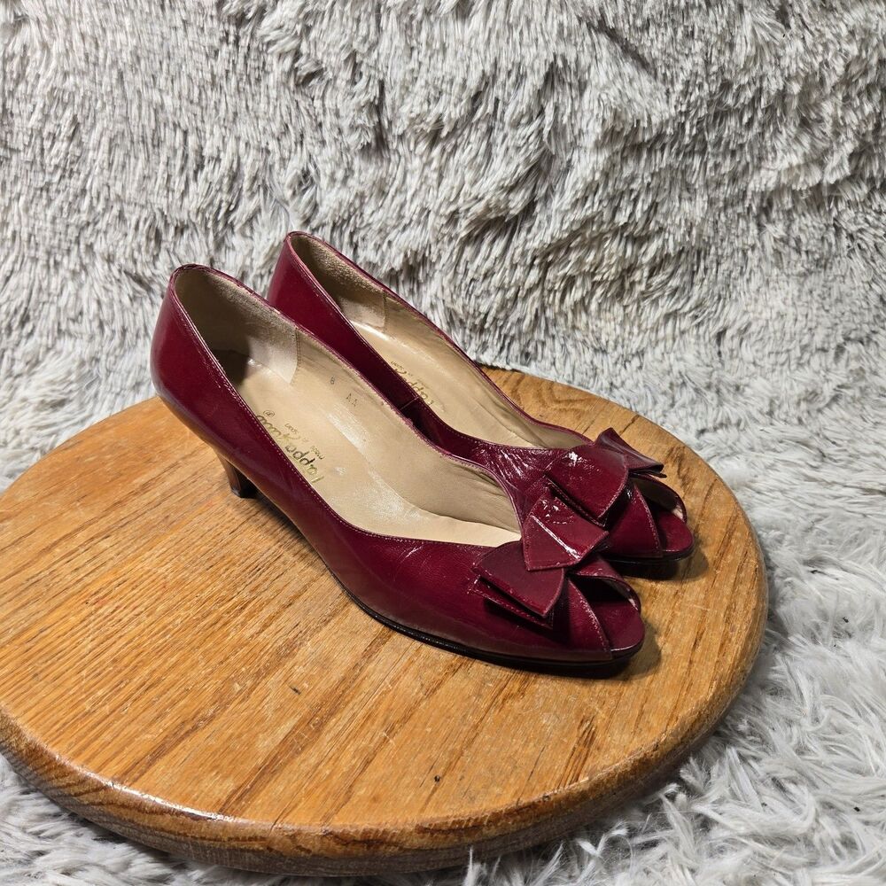 Vintage Pappallo Red Bowgirl Y2K Heels Womens Size 8AA Retro Made In Spain Pumps